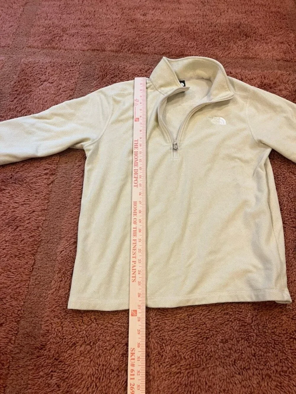 The North Face Men’s L Large 1/4 1/2 Zip Fleece Pullover Cream Ivory 721222 F20